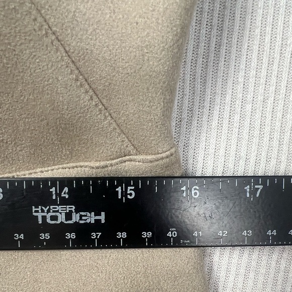 Calvin Klein Size 10 Faux Suede Sheath Dress Front Zipper Logo Pull Short Sleeve - Picture 10 of 12